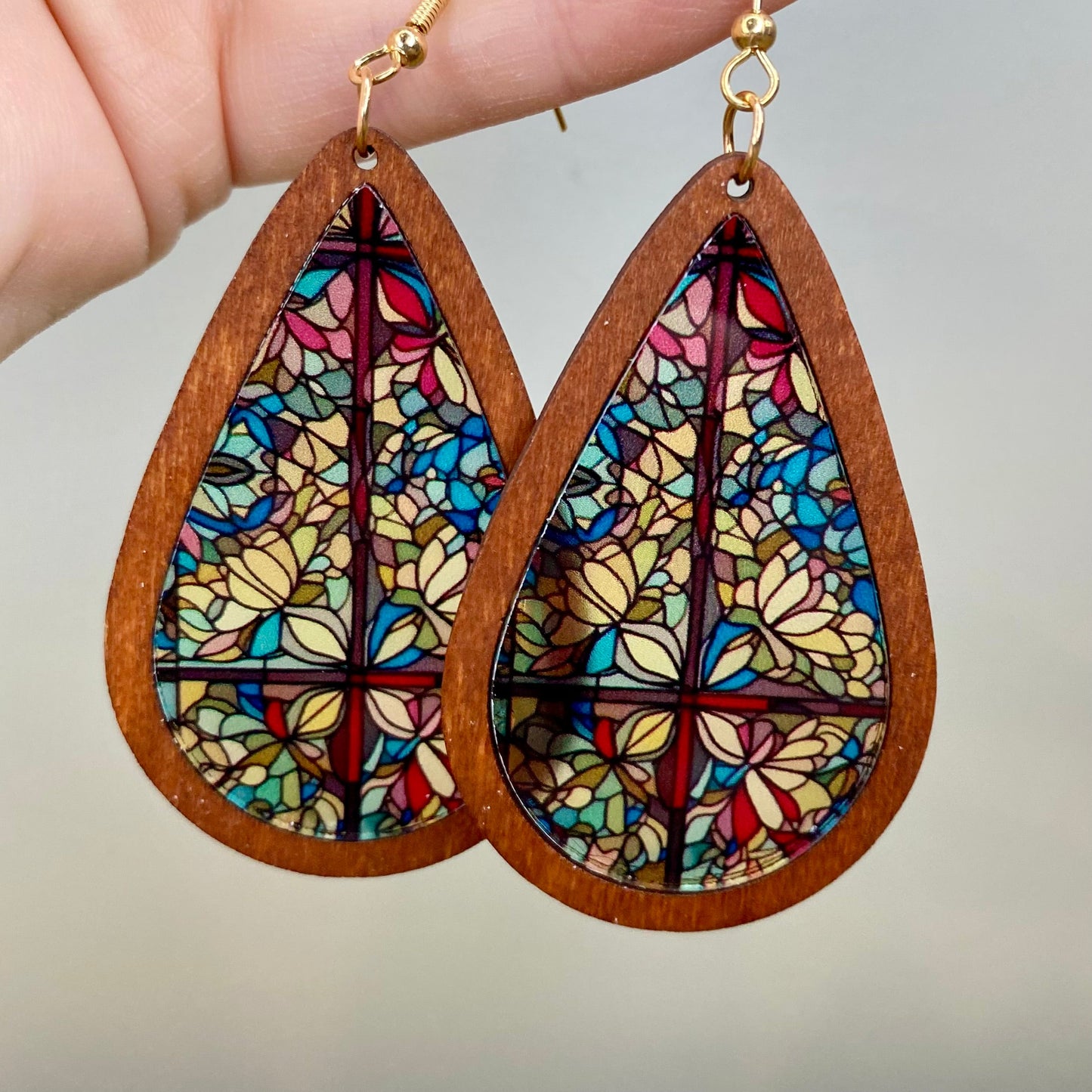 Wooden Teardrop Cutout - Stained Glass Acrylic - #5